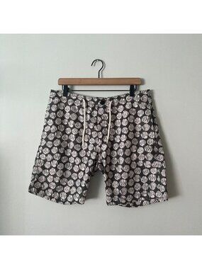 Trunks Surf & Swim Co Gray & White Print Swim Trunks Shorts Men's Size 32